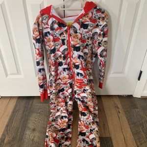 Cat Christmas Pajama Onesie, Tipsyelves, Size (S)